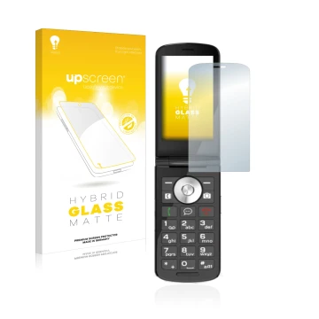 Vorderseite einer Produktverpackung mit dem Markenlogo upscreen. Daneben ist das Gerät Emporia TOUCHsmart.2 mit dem zugehörige