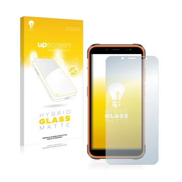 Vorderseite einer Produktverpackung mit dem Markenlogo upscreen. Daneben ist das Gerät Ulefone Power Armor 16 Pro mit dem zuge