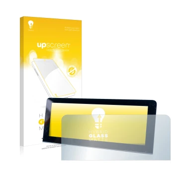 Vorderseite einer Produktverpackung mit dem Markenlogo upscreen. Daneben ist das Gerät MG 4 mit dem zugehörigen Displayschutz 