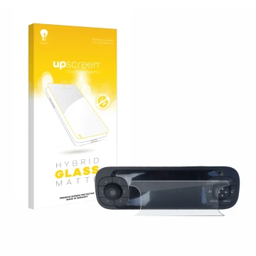 Vorderseite einer Produktverpackung mit dem Markenlogo upscreen. Daneben ist das Gerät Fiat Panda 2019 mit dem zugehörigen Dis