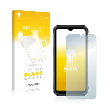 Vorderseite einer Produktverpackung mit dem Markenlogo upscreen. Daneben ist das Gerät Ulefone Power Armor 18T mit dem zugehör