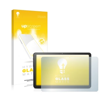 Vorderseite einer Produktverpackung mit dem Markenlogo upscreen. Daneben ist das Gerät Doro Tablet 10.4