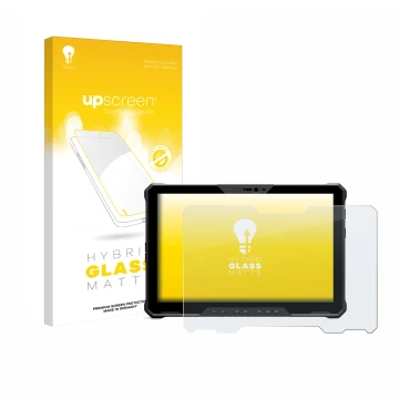 Vorderseite einer Produktverpackung mit dem Markenlogo upscreen. Daneben ist das Gerät Dell Latitude 7230 Rugged Extreme mit d