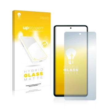 Vorderseite einer Produktverpackung mit dem Markenlogo upscreen. Daneben ist das Gerät Xiaomi Poco X5 Pro mit dem zugehörigen 