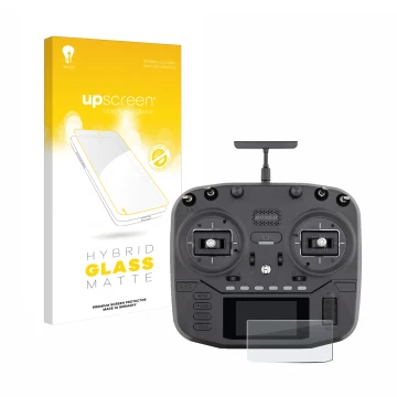 Vorderseite einer Produktverpackung mit dem Markenlogo upscreen. Daneben ist das Gerät Radiomaster Boxer mit dem zugehörigen D