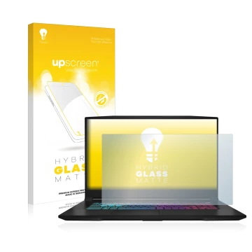 Vorderseite einer Produktverpackung mit dem Markenlogo upscreen. Daneben ist das Gerät MSI Katana 17 B13V mit dem zugehörigen 