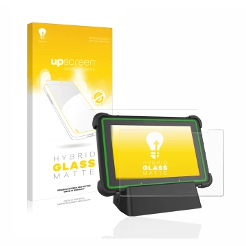 Vorderseite einer Produktverpackung mit dem Markenlogo upscreen. Daneben ist das Gerät Hella Gutmann Mega Macs X (tablet) mit 