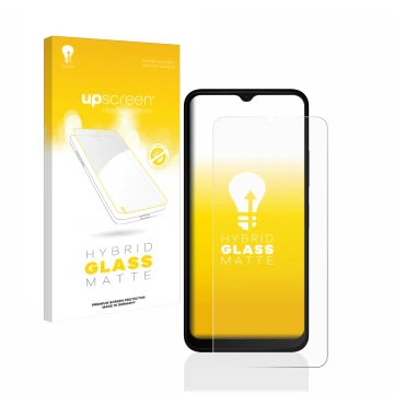 Vorderseite einer Produktverpackung mit dem Markenlogo upscreen. Daneben ist das Gerät Nokia C22 mit dem zugehörigen Displaysc