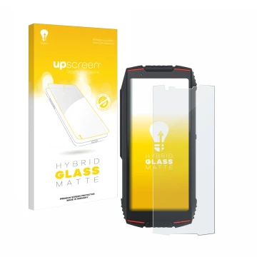 Vorderseite einer Produktverpackung mit dem Markenlogo upscreen. Daneben ist das Gerät Cubot King Kong Mini 3 mit dem zugehöri