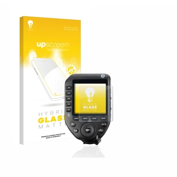 Vorderseite einer Produktverpackung mit dem Markenlogo upscreen. Daneben ist das Gerät Godox XPro II mit dem zugehörigen Displ