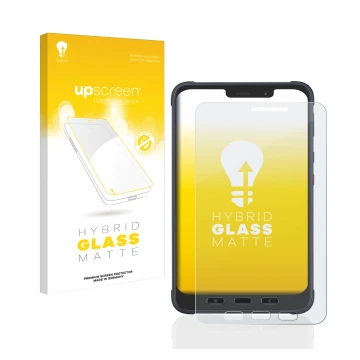 Vorderseite einer Produktverpackung mit dem Markenlogo upscreen. Daneben ist das Gerät Samsung Galaxy Tab Active 3 Enterprise 