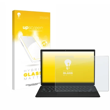 Vorderseite einer Produktverpackung mit dem Markenlogo upscreen. Daneben ist das Gerät ASUS ROG Flow Z13 2023 mit dem zugehöri