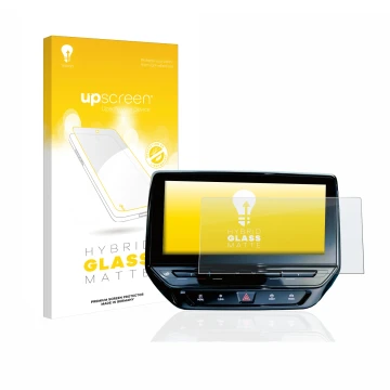 Vorderseite einer Produktverpackung mit dem Markenlogo upscreen. Daneben ist das Gerät Volkswagen ID.5 Discover Pro 12