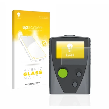 Vorderseite einer Produktverpackung mit dem Markenlogo upscreen. Daneben ist das Gerät Swissphone Boss 915 mit dem zugehörigen