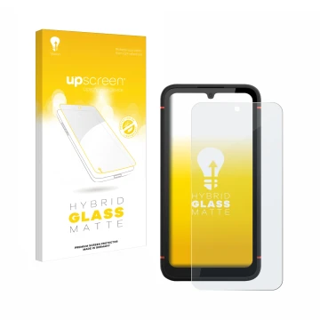 Vorderseite einer Produktverpackung mit dem Markenlogo upscreen. Daneben ist das Gerät Gigaset GX4 mit dem zugehörigen Display