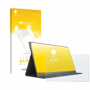 Vorderseite einer Produktverpackung mit dem Markenlogo upscreen. Daneben ist das Gerät Arzopa S1 Table 15.6
