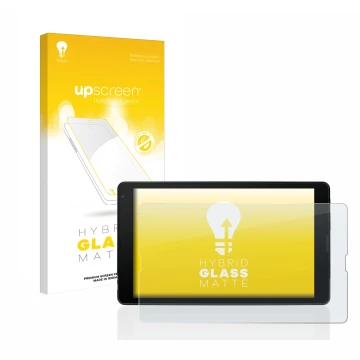 Vorderseite einer Produktverpackung mit dem Markenlogo upscreen. Daneben ist das Gerät MEDION Tablet E10421 10,1