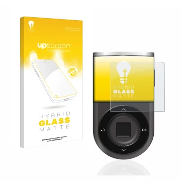 Vorderseite einer Produktverpackung mit dem Markenlogo upscreen. Daneben ist das Gerät D’CENT Biometric Wallet mit dem zugehör