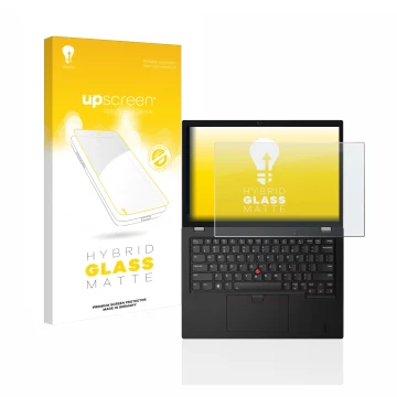 Vorderseite einer Produktverpackung mit dem Markenlogo upscreen. Daneben ist das Gerät Lenovo Thinkpad L13 Gen 3 mit dem zugeh