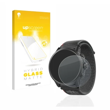 Vorderseite einer Produktverpackung mit dem Markenlogo upscreen. Daneben ist das Gerät Coros Apex 2 mit dem zugehörigen Displa