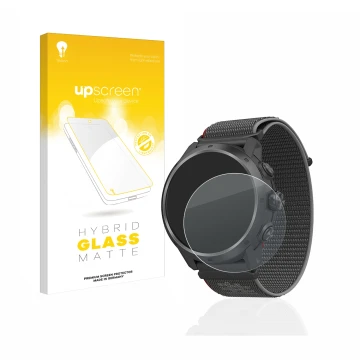 Vorderseite einer Produktverpackung mit dem Markenlogo upscreen. Daneben ist das Gerät Coros Apex 2 Pro mit dem zugehörigen Di