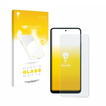 Vorderseite einer Produktverpackung mit dem Markenlogo upscreen. Daneben ist das Gerät Xiaomi Redmi Note 12 4G mit dem zugehör
