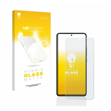 Vorderseite einer Produktverpackung mit dem Markenlogo upscreen. Daneben ist das Gerät Xiaomi Poco F5 Pro mit dem zugehörigen 