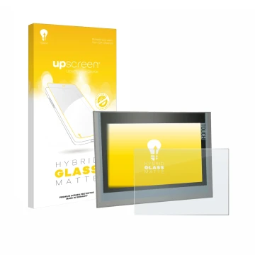 Vorderseite einer Produktverpackung mit dem Markenlogo upscreen. Daneben ist das Gerät Siemens Simatic TP1200 Comfort 12