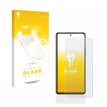 Vorderseite einer Produktverpackung mit dem Markenlogo upscreen. Daneben ist das Gerät Infinix Note 30 mit dem zugehörigen Dis