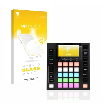 Vorderseite einer Produktverpackung mit dem Markenlogo upscreen. Daneben ist das Gerät Wolfmix W1 mit dem zugehörigen Displays