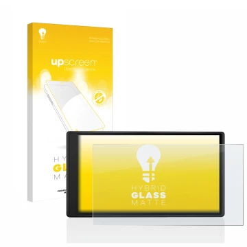 Vorderseite einer Produktverpackung mit dem Markenlogo upscreen. Daneben ist das Gerät Garmin Drive 55 mit dem zugehörigen Dis