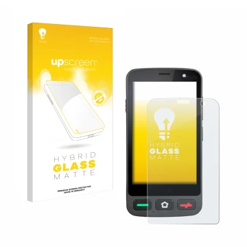 Vorderseite einer Produktverpackung mit dem Markenlogo upscreen. Daneben ist das Gerät Brondi Amico Pocket mit dem zugehörigen