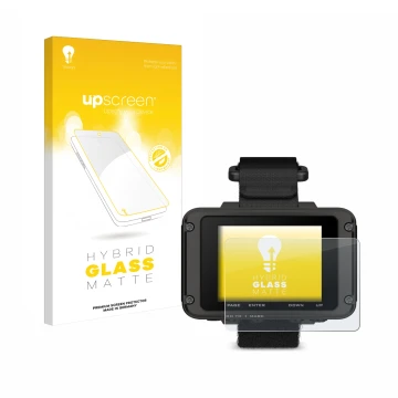 Vorderseite einer Produktverpackung mit dem Markenlogo upscreen. Daneben ist das Gerät Garmin Foretrex 801 mit dem zugehörigen