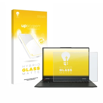 Vorderseite einer Produktverpackung mit dem Markenlogo upscreen. Daneben ist das Gerät ASUS Vivobook S 16 Flip OLED TP3604 mit