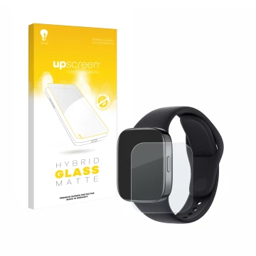 Vorderseite einer Produktverpackung mit dem Markenlogo upscreen. Daneben ist das Gerät Xiaomi Redmi Watch 3 mit dem zugehörige