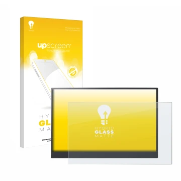 Vorderseite einer Produktverpackung mit dem Markenlogo upscreen. Daneben ist das Gerät LG gram +view 16MR70 Tragbarer Monitor 