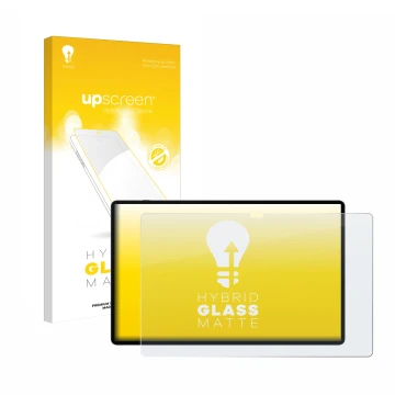 Vorderseite einer Produktverpackung mit dem Markenlogo upscreen. Daneben ist das Gerät Samsung Galaxy Tab S9 Ultra 5G mit dem 