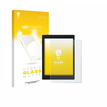 Vorderseite einer Produktverpackung mit dem Markenlogo upscreen. Daneben ist das Gerät Boox Tab Mini C mit dem zugehörigen Dis