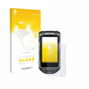 Vorderseite einer Produktverpackung mit dem Markenlogo upscreen. Daneben ist das Gerät Keyence BT-A700 mit dem zugehörigen Dis