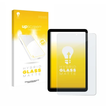 Vorderseite einer Produktverpackung mit dem Markenlogo upscreen. Daneben ist das Gerät Alldocube iPlay 50 mini mit dem zugehör