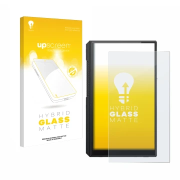 Vorderseite einer Produktverpackung mit dem Markenlogo upscreen. Daneben ist das Gerät FiiO M11s mit dem zugehörigen Displaysc