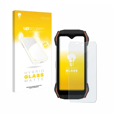 Vorderseite einer Produktverpackung mit dem Markenlogo upscreen. Daneben ist das Gerät Blackview N6000 mit dem zugehörigen Dis