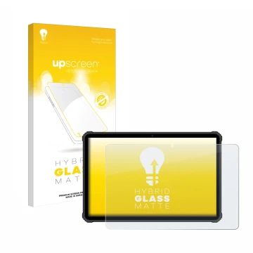 Vorderseite einer Produktverpackung mit dem Markenlogo upscreen. Daneben ist das Gerät Oukitel RT5 mit dem zugehörigen Display