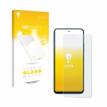 Vorderseite einer Produktverpackung mit dem Markenlogo upscreen. Daneben ist das Gerät Xiaomi Poco M6 Pro 5G mit dem zugehörig
