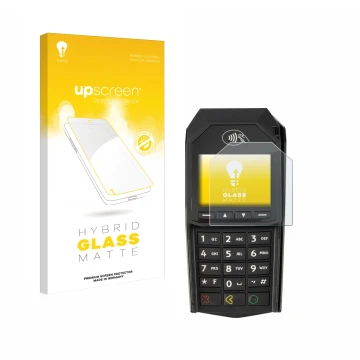 Vorderseite einer Produktverpackung mit dem Markenlogo upscreen. Daneben ist das Gerät ingenico Lane/3000 (non-touch) mit dem 