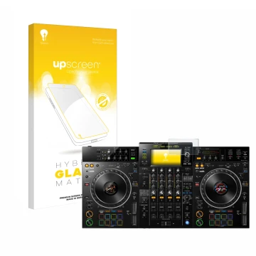 Vorderseite einer Produktverpackung mit dem Markenlogo upscreen. Daneben ist das Gerät Pioneer XDJ -XZ mit dem zugehörigen Dis
