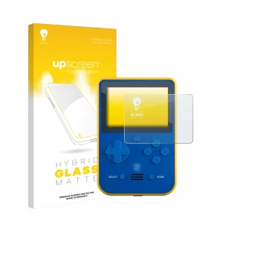 Vorderseite einer Produktverpackung mit dem Markenlogo upscreen. Daneben ist das Gerät Blaze Super Pocket mit dem zugehörigen 