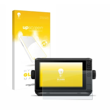 Vorderseite einer Produktverpackung mit dem Markenlogo upscreen. Daneben ist das Gerät Garmin ECHOMAP UHD2 9