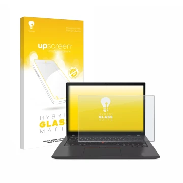 Vorderseite einer Produktverpackung mit dem Markenlogo upscreen. Daneben ist das Gerät Lenovo ThinkPad P14s Gen 4 mit dem zuge