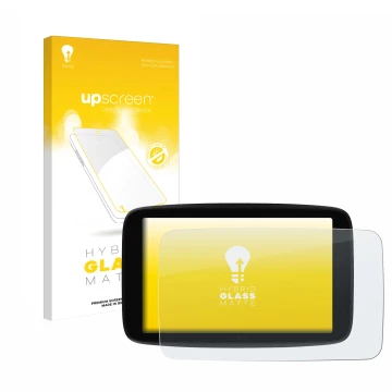 Vorderseite einer Produktverpackung mit dem Markenlogo upscreen. Daneben ist das Gerät TomTom GO Superior 7